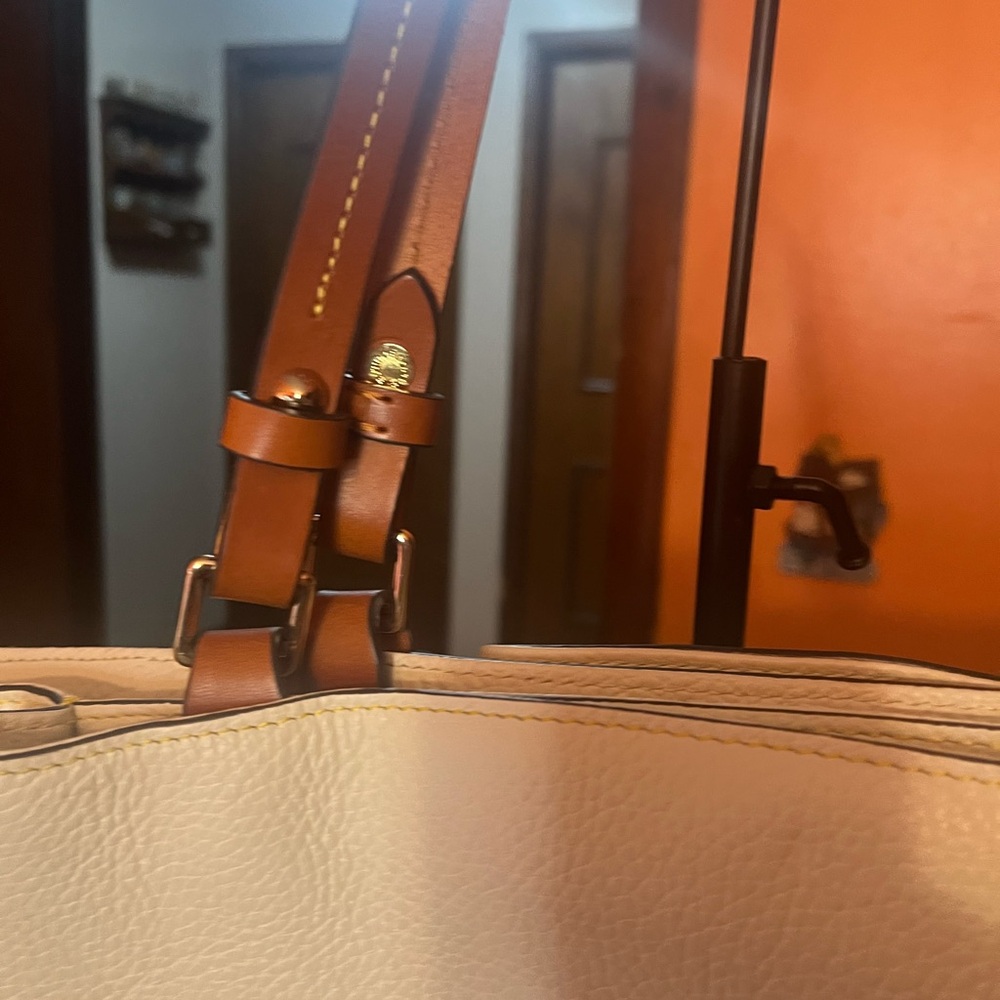 Dooney Bourke Handbag Bag Barlow  Pebbled Taupe Leather 2-Way EUC - Picture 9 of 14